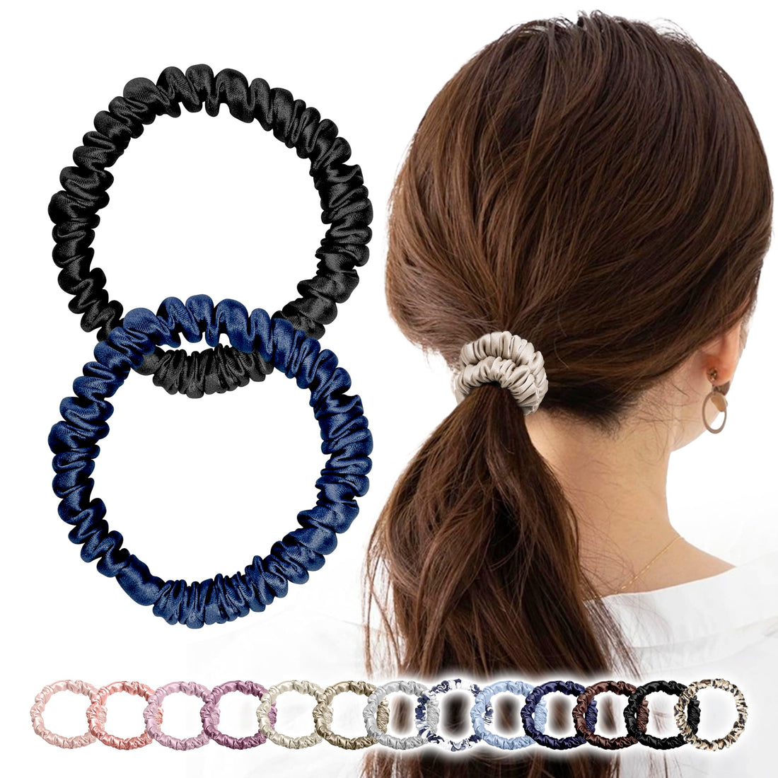 MOELIFE Silk Hair Tie Set with 13 Colors - Gentle on Hair