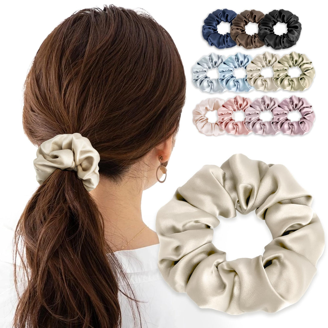 MOELIFE Silk Hair Tie Set of 13 Colors for Gentle Hold
