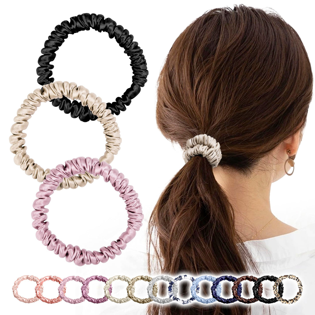 MOELIFE Silk Hair Tie Set with 13 Colors for Gentle Hold