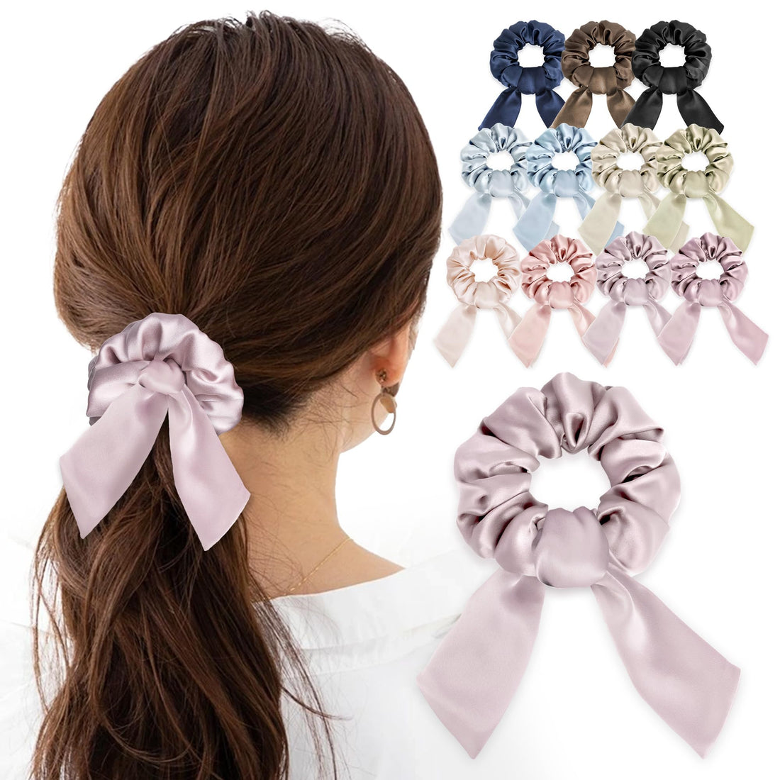 MOELIFE Silk Hair Tie with Ribbon 11 Colors Available