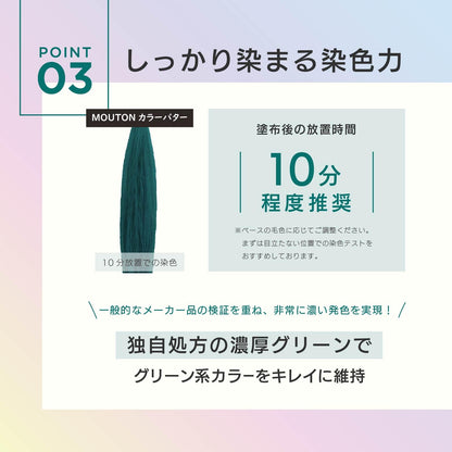 MOUTON Color Treatment Ash Green 250g for Japanese Hair Care