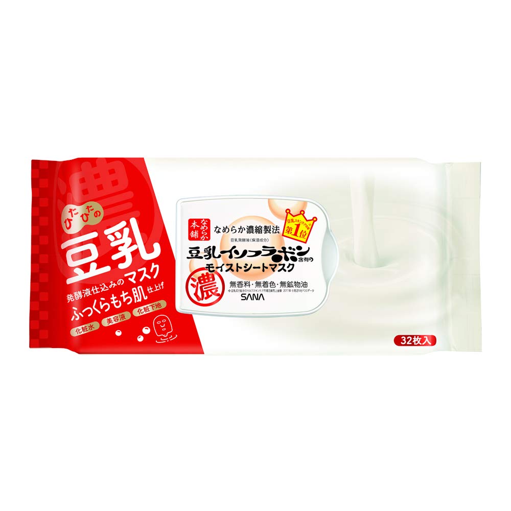 Namerakahonpo Moist Sheet Mask N 32 Sheets Soy Isoflavone Hydrating Mask Pack