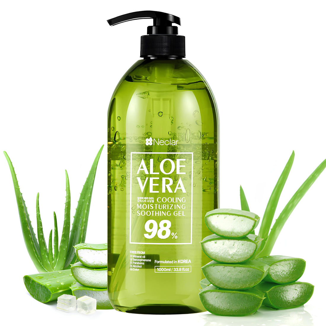 Neclar Aloe Vera Gel 1000ml - Hydrating Body Gel for After Sun Care