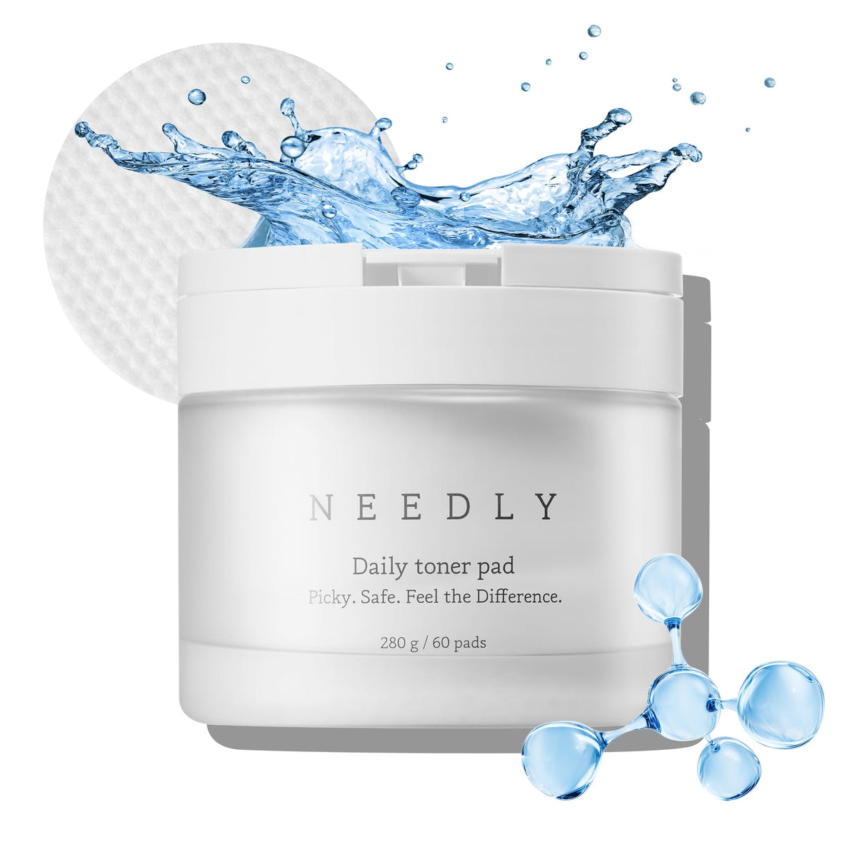 Needly Moisturizing Toner Pads for Exfoliation and Hydration 60 Pads