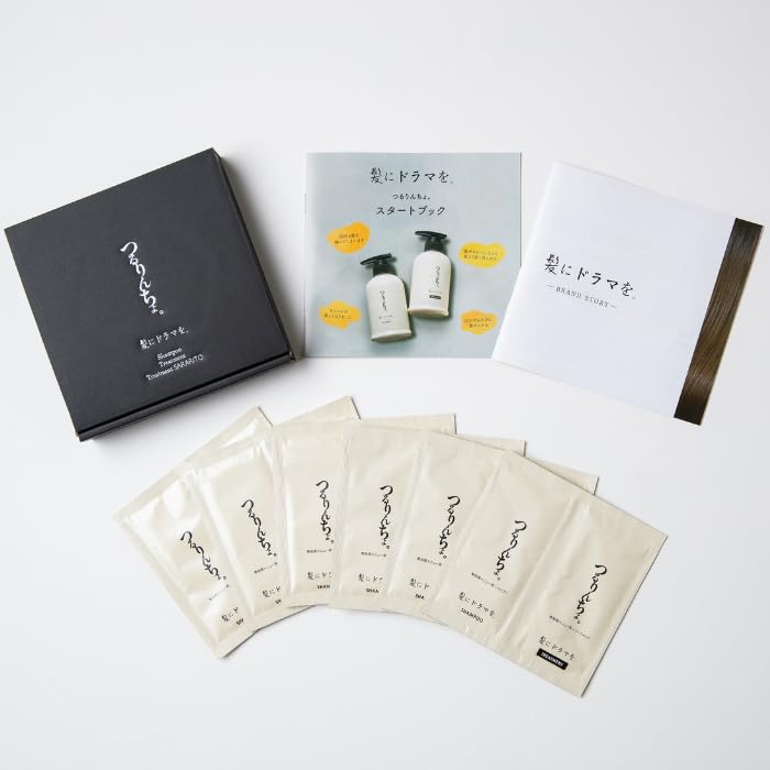 Kaminidoramawo. Tsururincho Coffret d’essai shampooing et 2 types de soins capillaires (6〜12 utilisations / environ 12 utilisations sur cheveux mi-longs)
