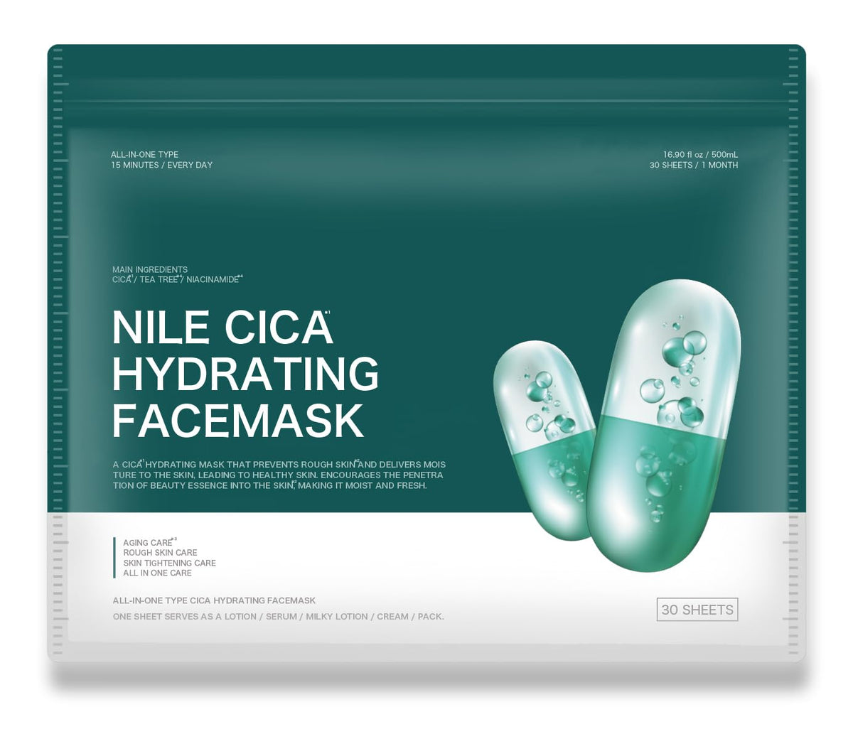 Nile Cica Face Pack for Skin Trouble Care 30 Sheets