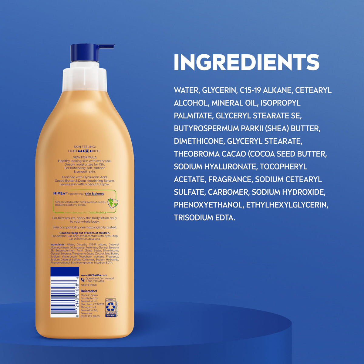 NIVEA Cocoa Butter Body Lotion 16.9 Fl Oz for Deep Moisture