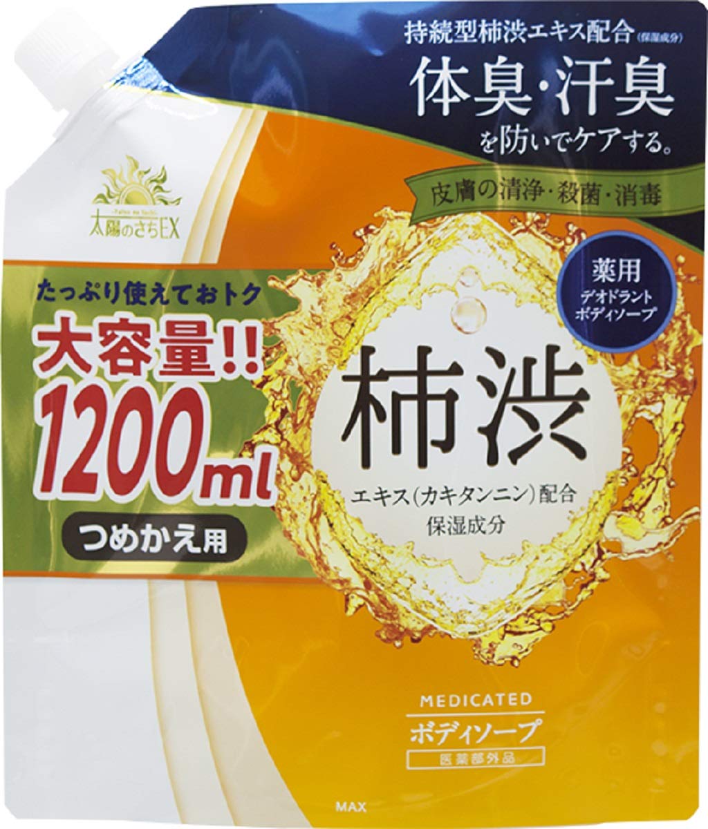 Taiyounosachi Medicated Taiyou no Sachi EX Persimmon Tannin Body Soap Large-Capacity Refill 1.2L (x 1)