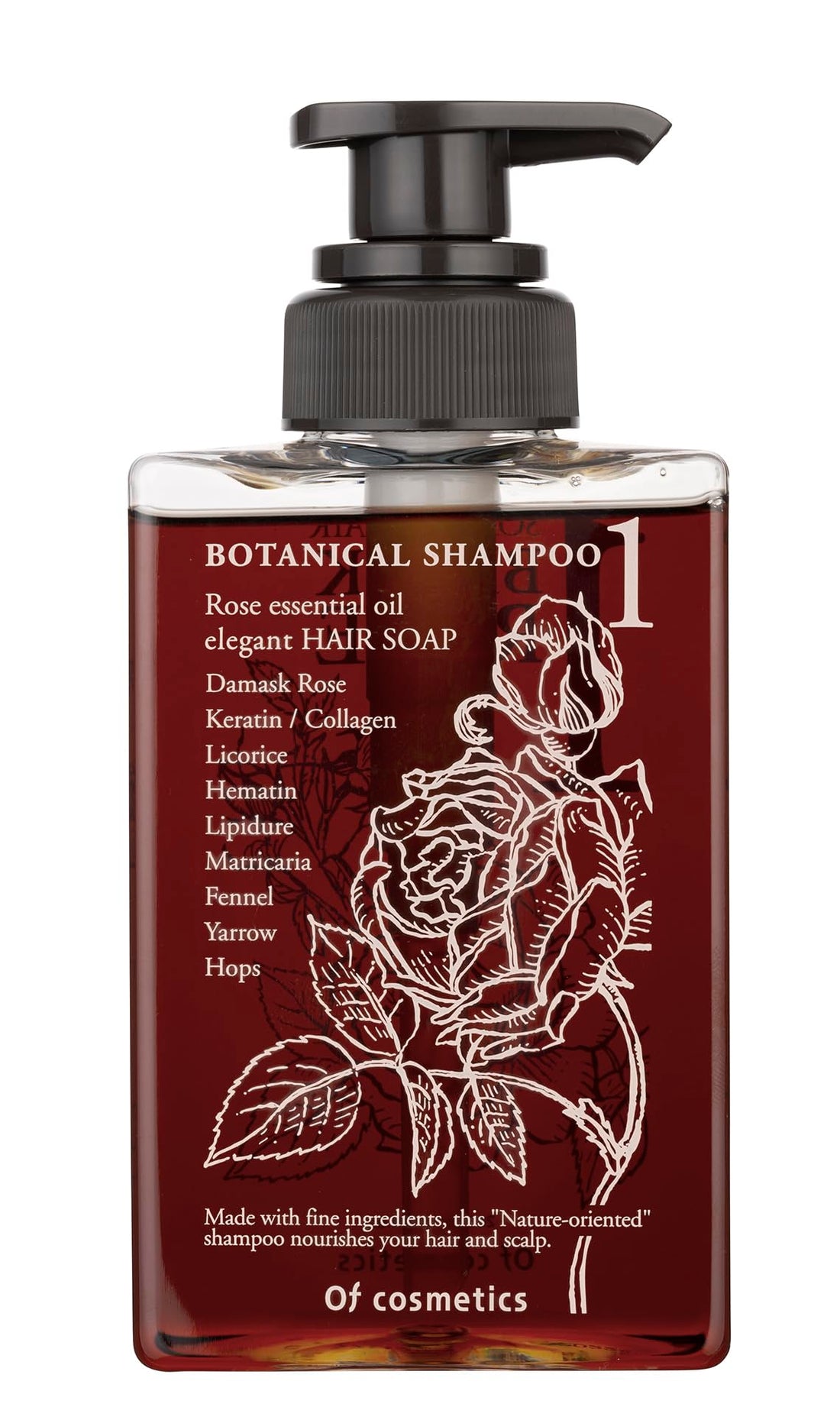 Of cosmetics Shampooing Soap of Hair 1-RO Shittori, parfum d’huile essentielle de rose de Damas 265ml
