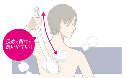 Ohe Body Brush for Exfoliating and Cleansing 43cm Long White
