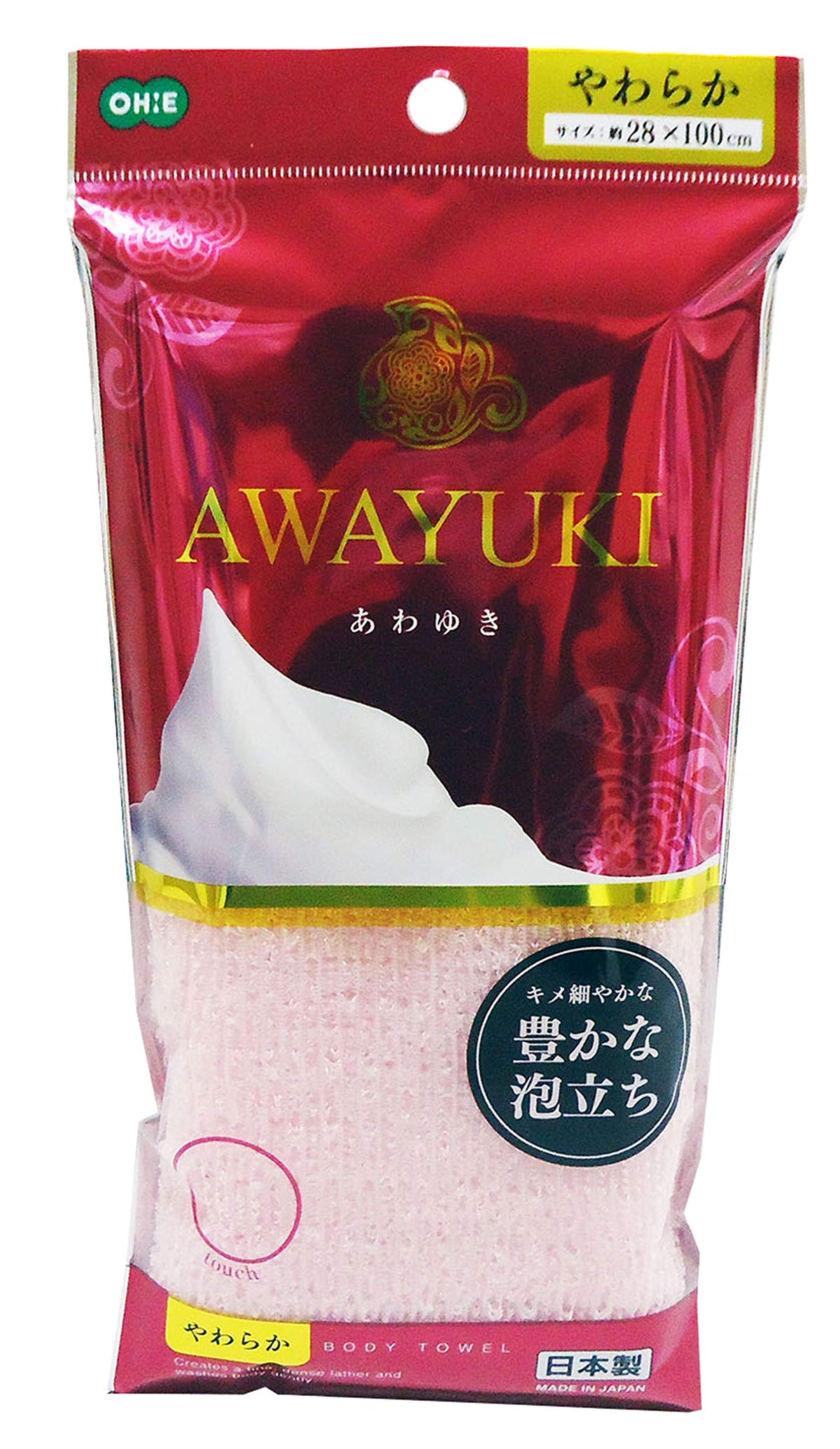 Ohe Body Towel Soft Pink 28x100cm for Luxurious Cleansing