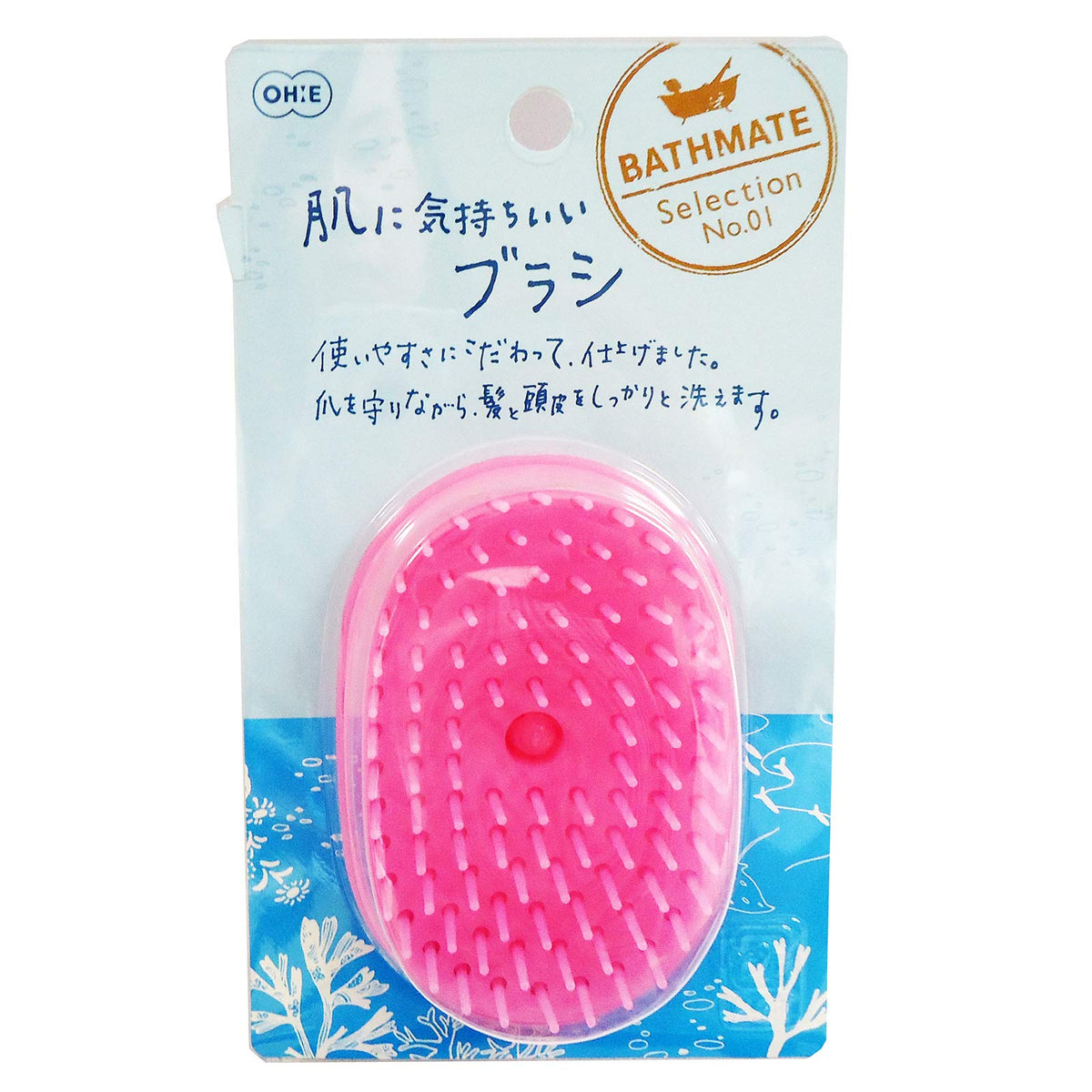 Ohe Shampoo Brush Pink Compact Design for Easy Hair Care