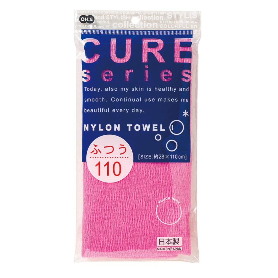 Ohe Qua 2 Nylon Body Towel, Pink, Regular, Approx. 28 × 110 cm