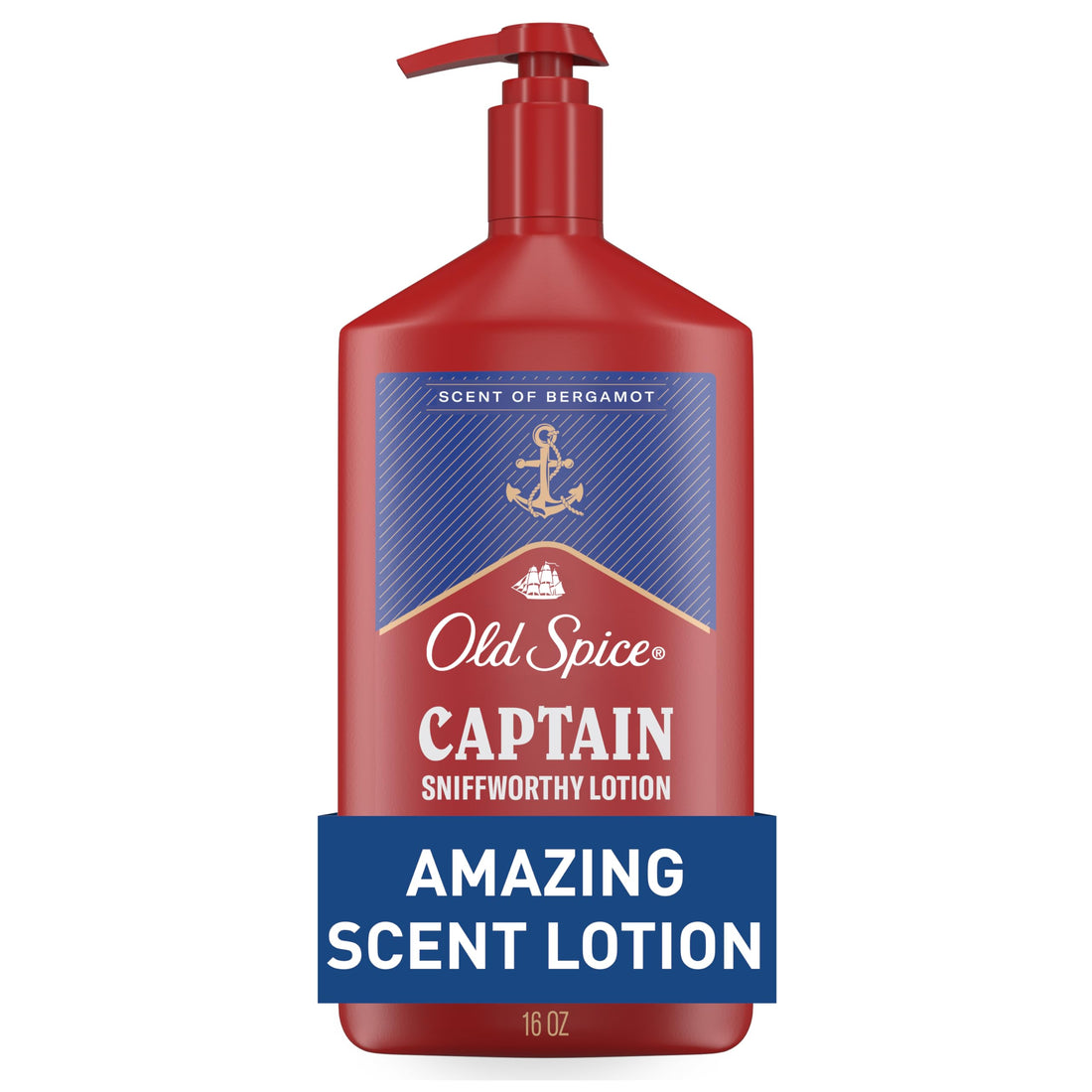 Old Spice Lotion mains, visage et corps pour homme Captain, parfum bergamote 453.6 g