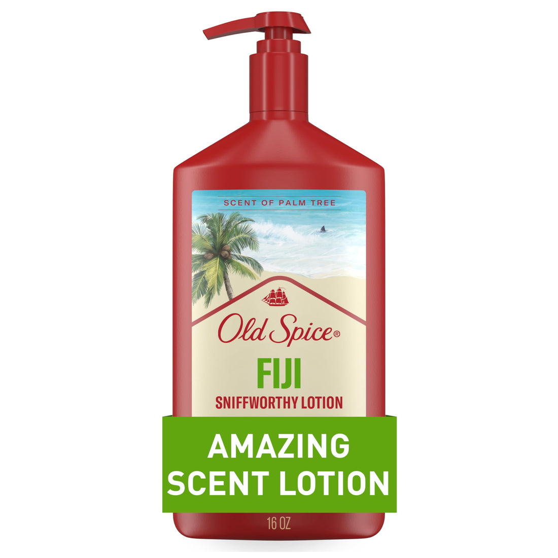 Old Spice Lotion mains, visage et corps pour hommes Fiji, parfum de palmier 453.6 g