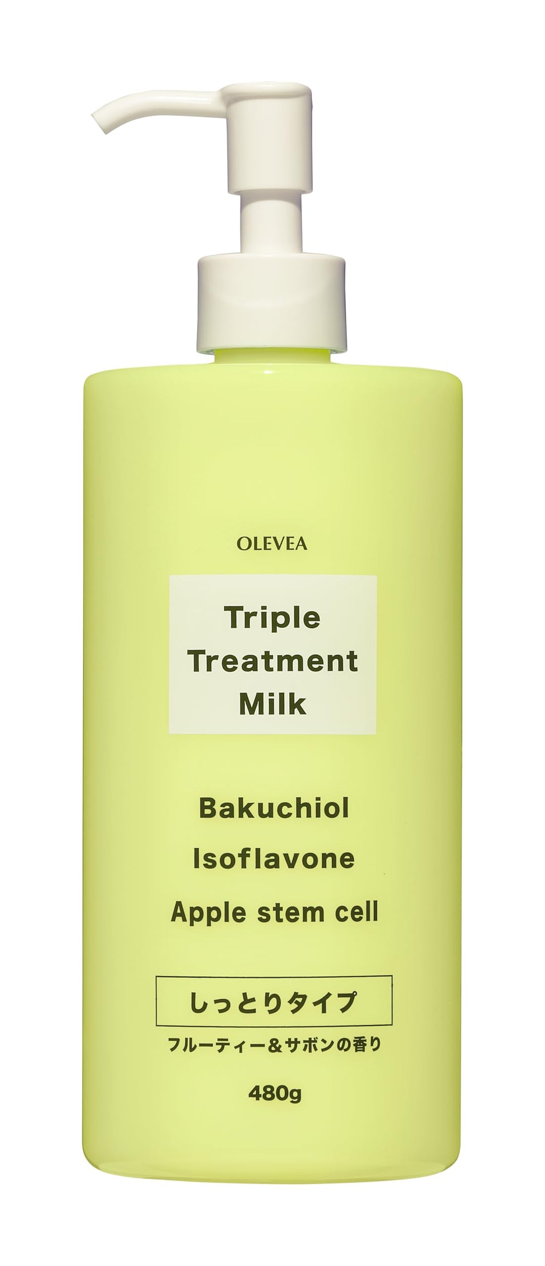 OLEVEA Body Milk Triple Treatment 480g with Fruity and Soap Scent
