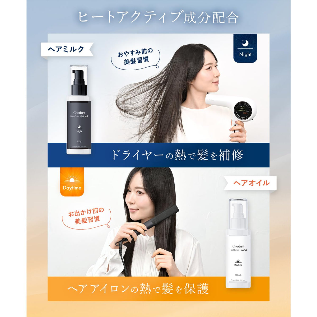 Onedam Sèche-Cheveux Compacte 2200W avec Fonction Ionique