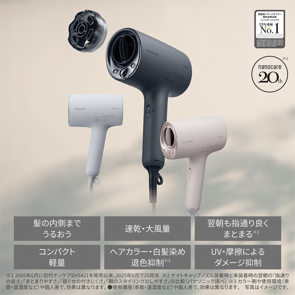 Panasonic Hair Dryer NanoCare EH-NA0K-P Compact Design with Mineral Technology
