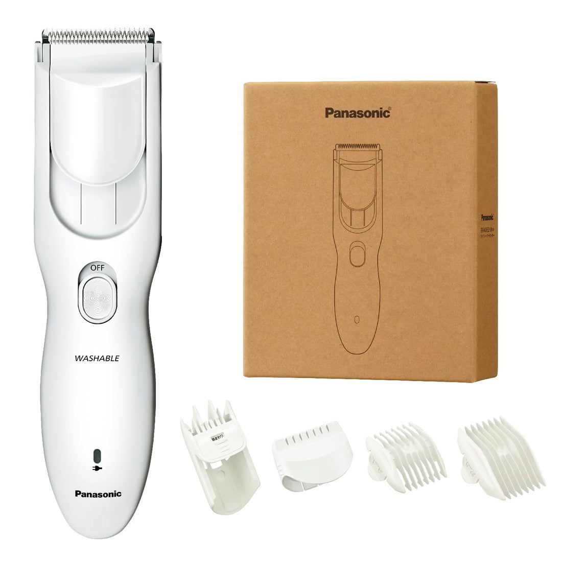 Panasonic Amazon Japan Exclusive Family Hair Clipper, Rechargeable/AC-Powered, White ER-NGFE2-W