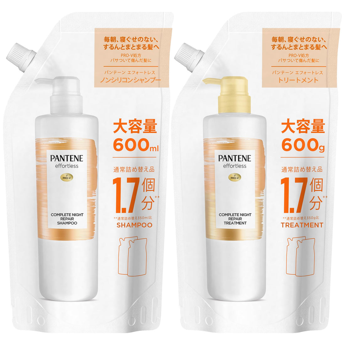 Pantene Effortless Shampoo et Après-Shampooing 600mL et 600g Recharge
