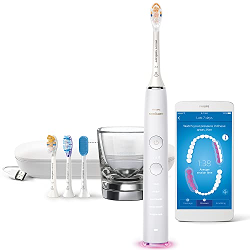 Philips Sonicare DiamondClean Smart Electric Toothbrush with Charging Glass HX9934/59, White