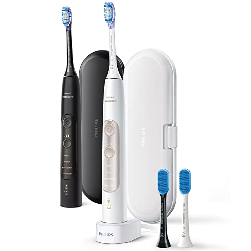 Philips Sonicare ExpertClean Electric Toothbrush, Portable Rechargeable with Travel Case, 2-Pack, Black/White HX9692/21