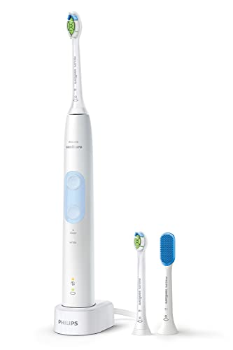 Philips Sonicare ProtectiveClean Plus Electric Toothbrush (WhitePlus/WhitePlus Compact, with Tongue Cleaner), HX6421/11, White
