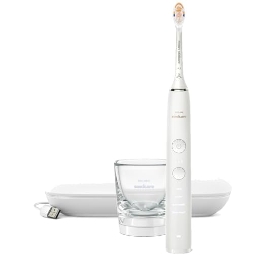 Philips Sonicare DiamondClean 9000 Electric Toothbrush, White, HX9911/67 (Travel Case and Charging Glass)
