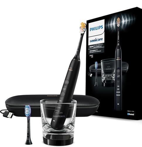 Philips Sonicare DiamondClean 9000 Electric Toothbrush HX9911/99, Black, with Travel Case and Charging Glass