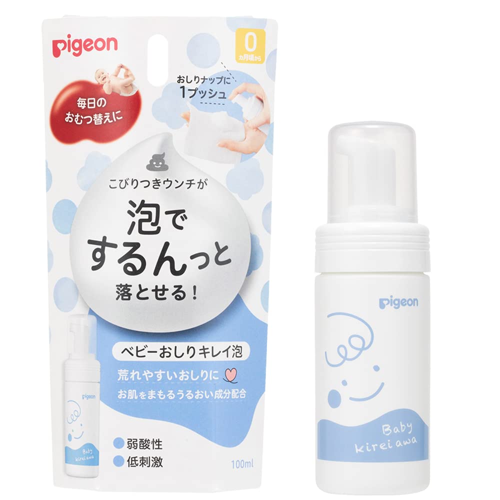 Pigeon Mildly Acidic, Low-Irritation Baby Bottom Cleansing Foam, White 100ml