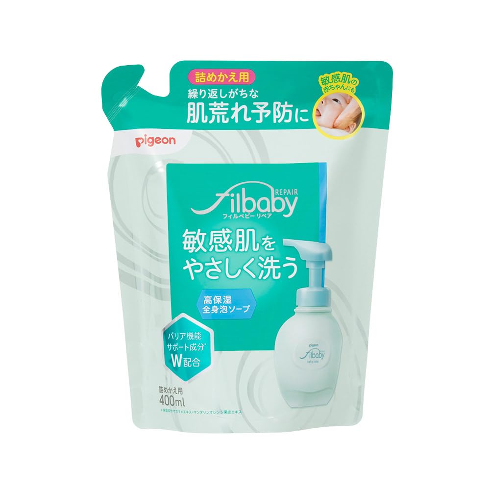 Pigeon Filbaby Baby Full-Body Foaming Soap Refill, Rich Cushioning Foam 400ml