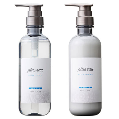 plus eau Shampoo Treatment Mellow with Silk Beauty Serum Ingredients, Silicone-Free, 450ml, Set of 2
