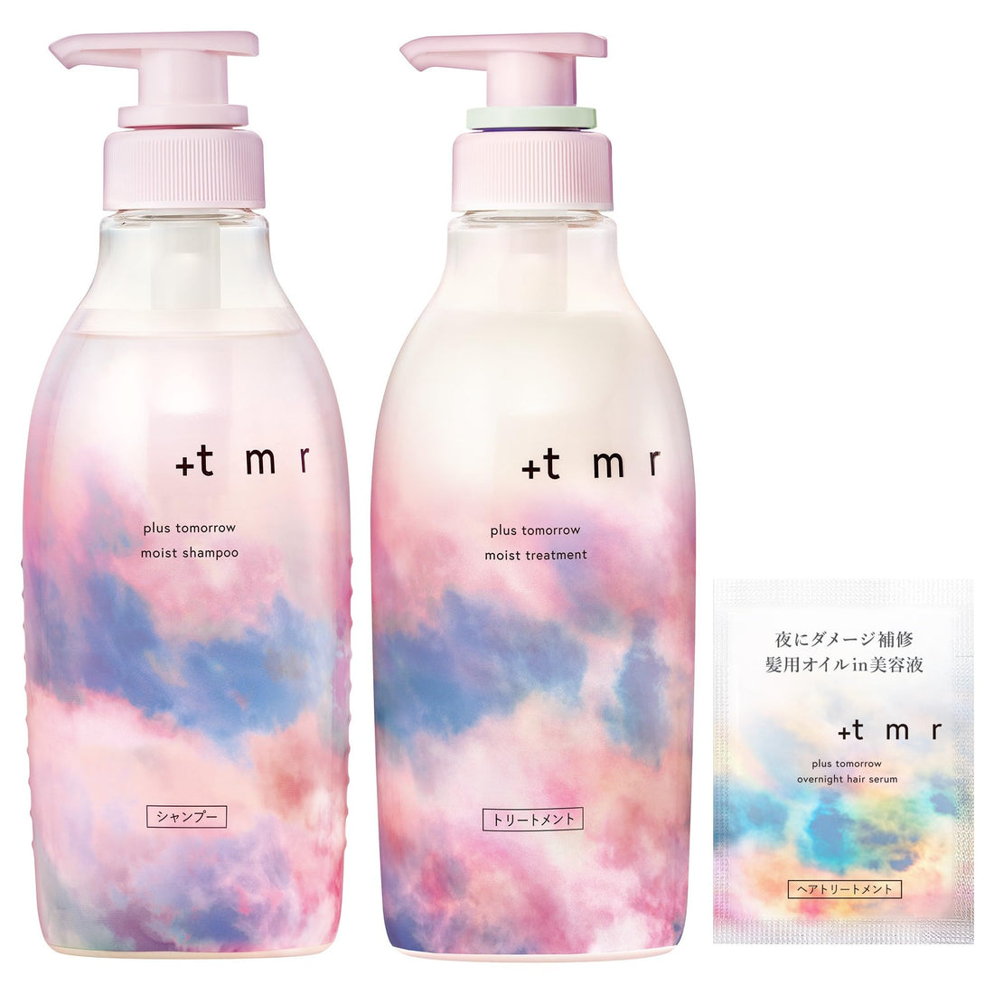 Plus Tomorrow +tmr Moist Shampoo and Treatment Bottle Set with Bonus Item (Amazon.co.jp Exclusive)