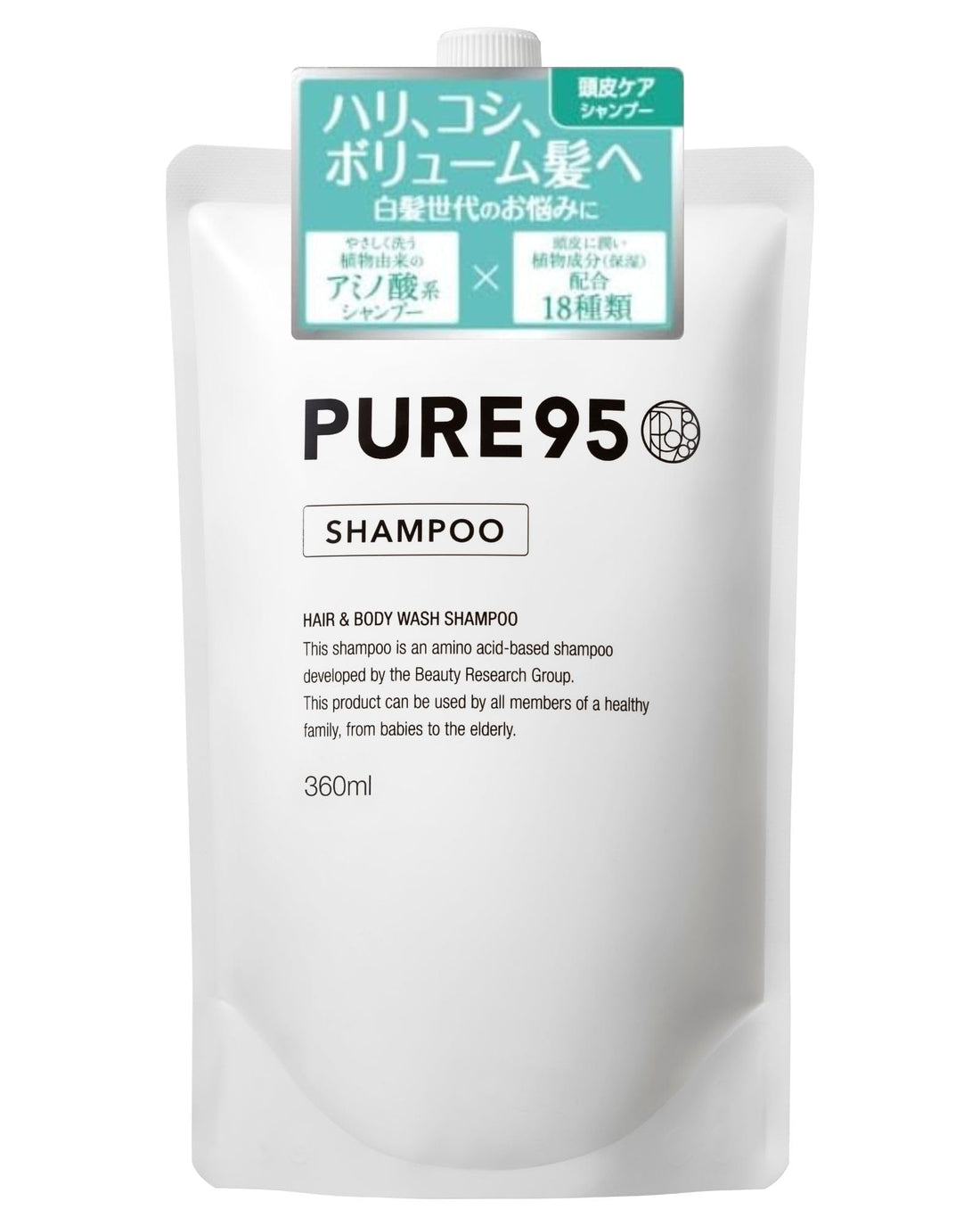 PURE95 P J PURE95 Plant-Based Amino Acid Shampoo Refill 360ml