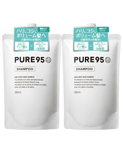 PURE95 P J Amino Acid Shampoo Refill 360ml x 2 for Japanese Hair Care