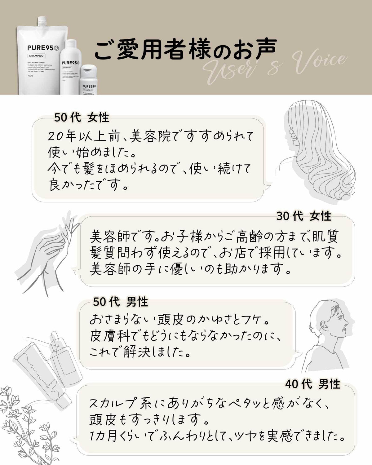 PURE95 P J Amino Acid Shampoo Refill 360ml x 2 for Japanese Hair Care