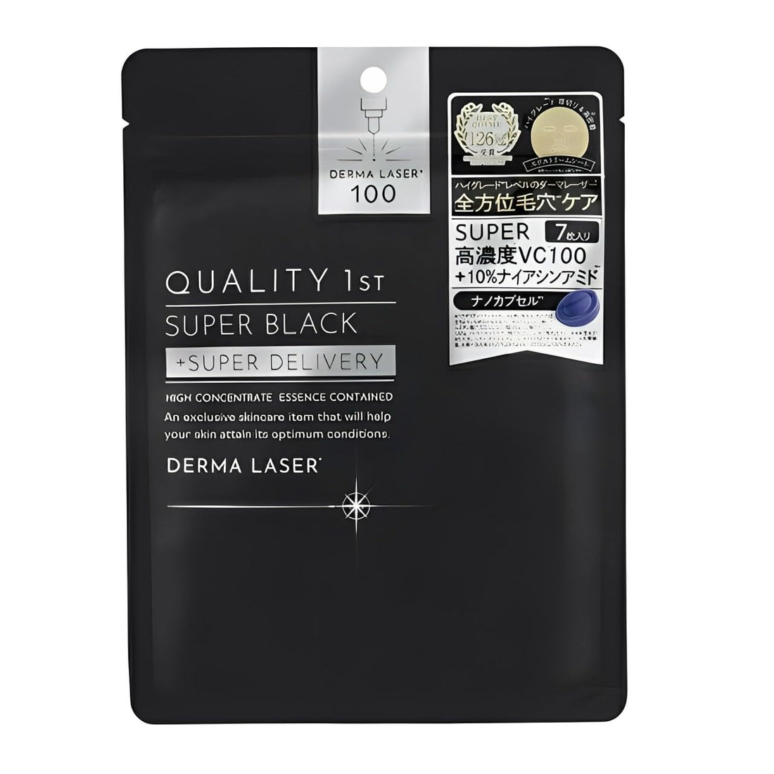 Quality 1st Quality First Derma Laser Super Black Mask 7 Sheets High Concentration Vitamin C + Niacinamide 10%