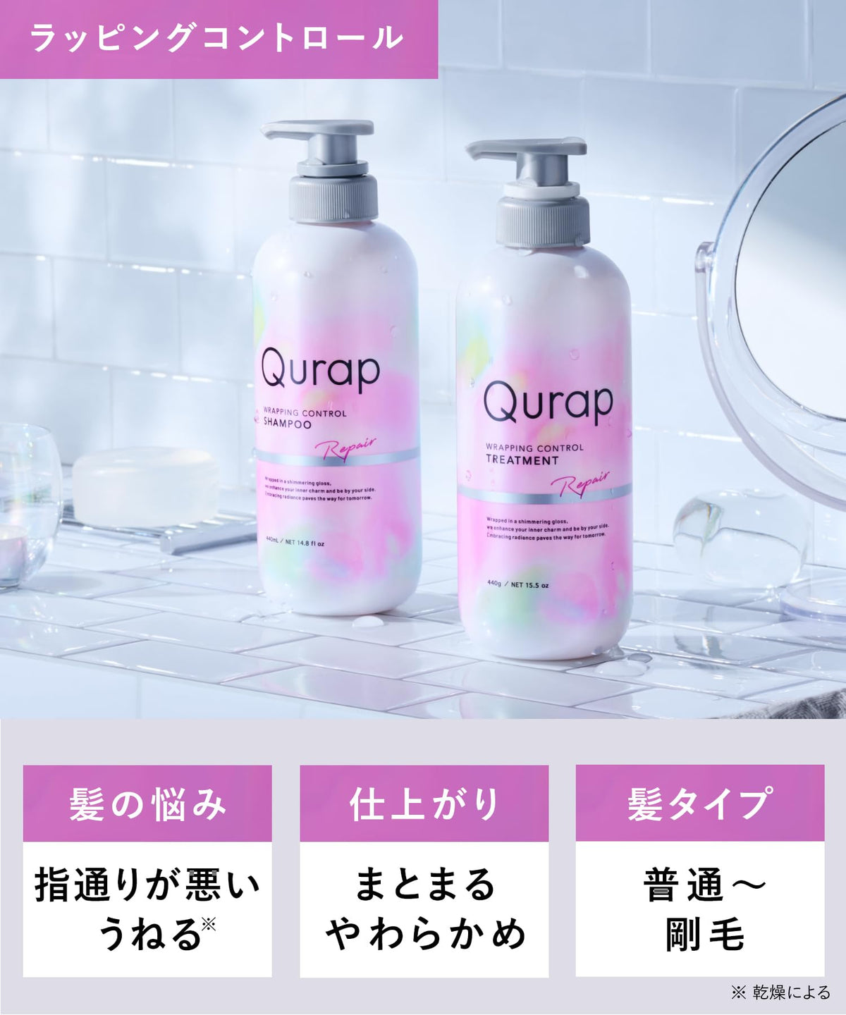 Qurap Shampoo and Treatment Refill Set for Japanese Hair Care
