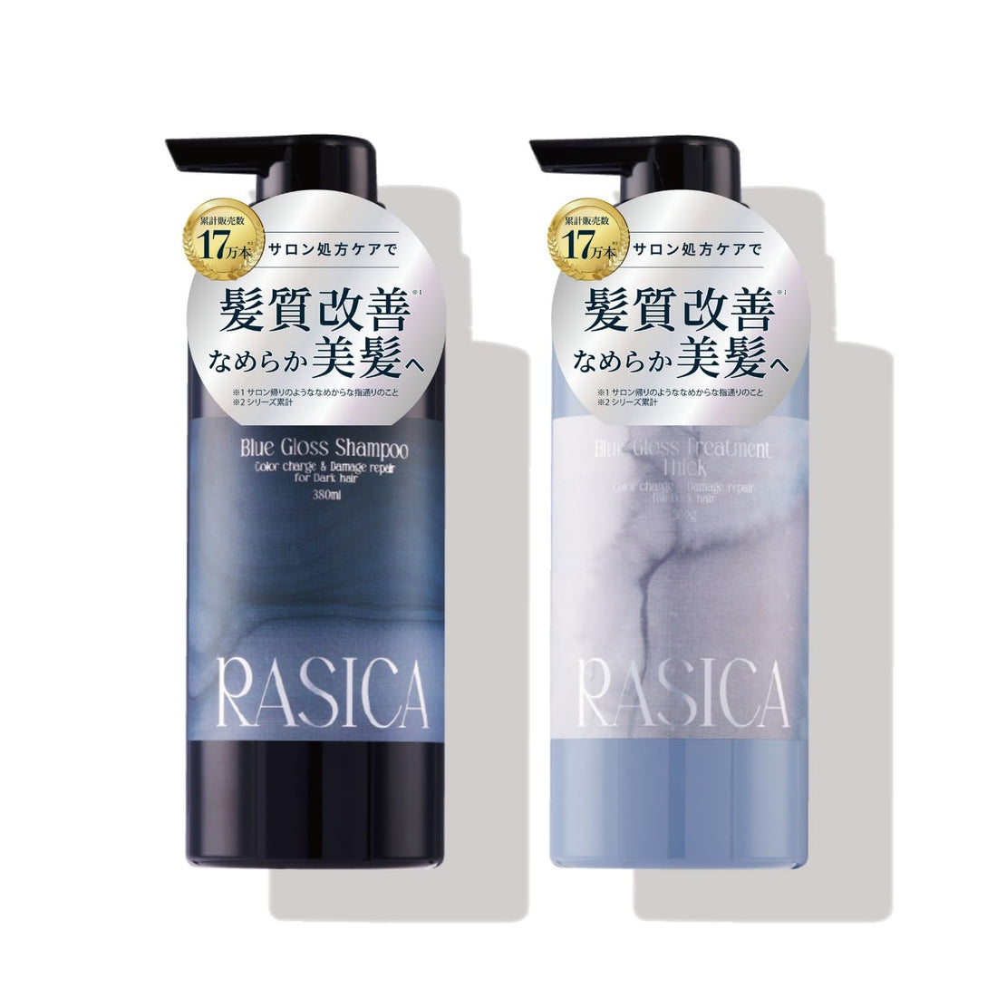 rasica Blue Gloss Shampoo and Treatment Set for Normal to Thick Hair