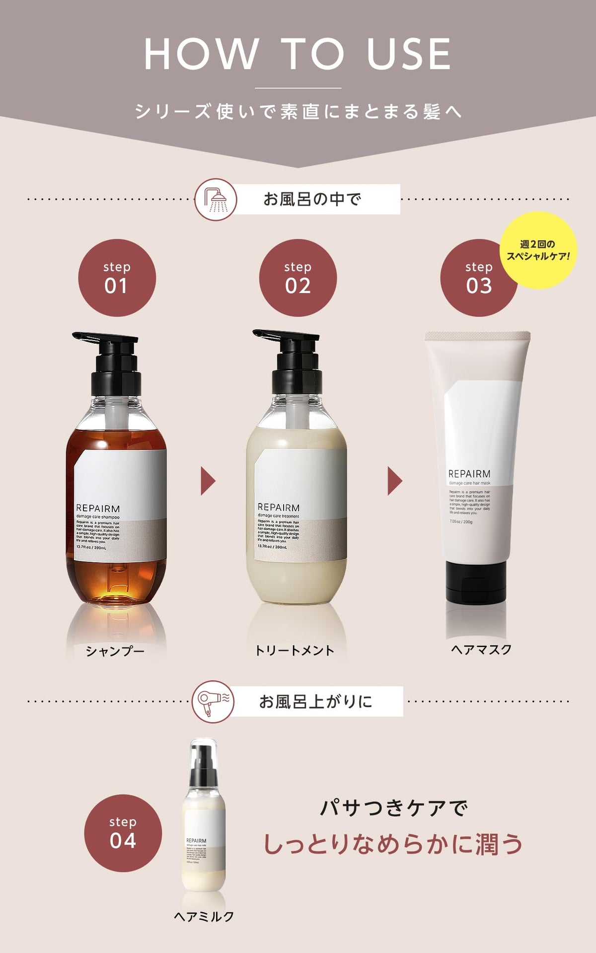 Repairm Moist Repair Shampoo and Treatment Set for Damaged Hair