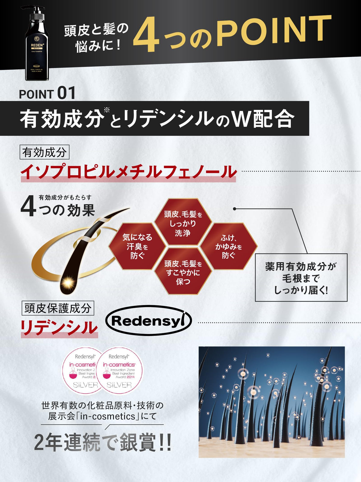 REDEN Shampoo with Amino Acids 320ml for Japanese Hair Care