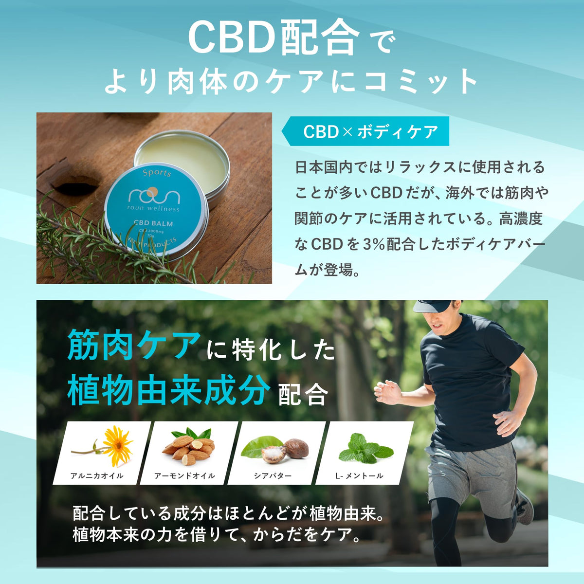 roun Sports Balm CBD Balm Mini 15g with 450mg CBD for Muscle Relief