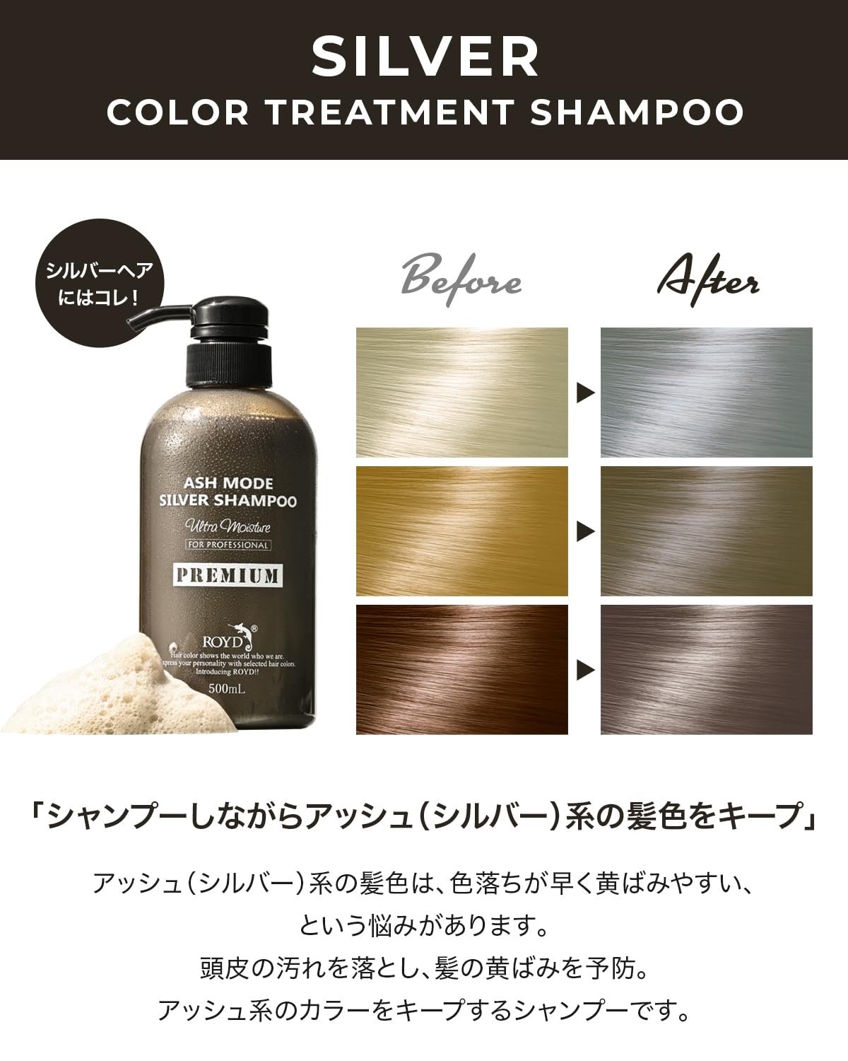 ROYD Roido Premium Color Shampoo 500ml with 11 Amino Acids