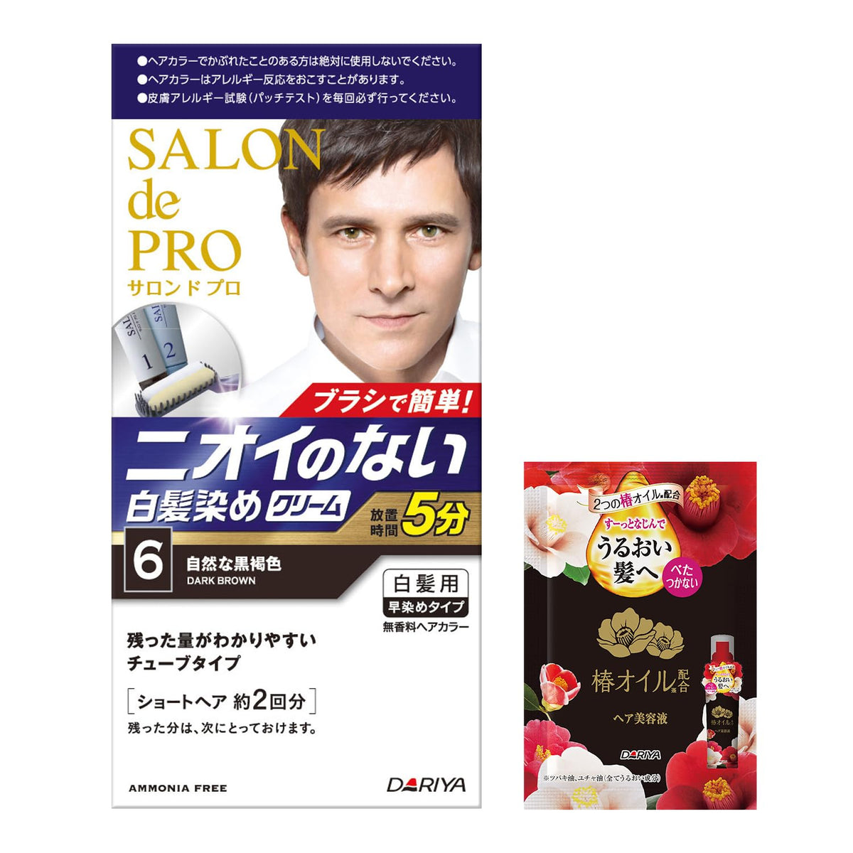 Salon de Pro Hair Color for Men, Fragrance-Free, Quick 6 Natural Dark Brown [Quasi-Drug] with Bonus