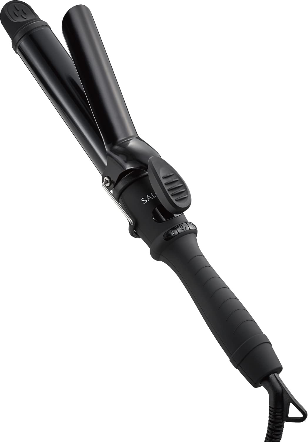SALONIA Ceramic Curl Hair Iron 32mm International Compatible with Heat-Resistant Pouch SL-008AB Black