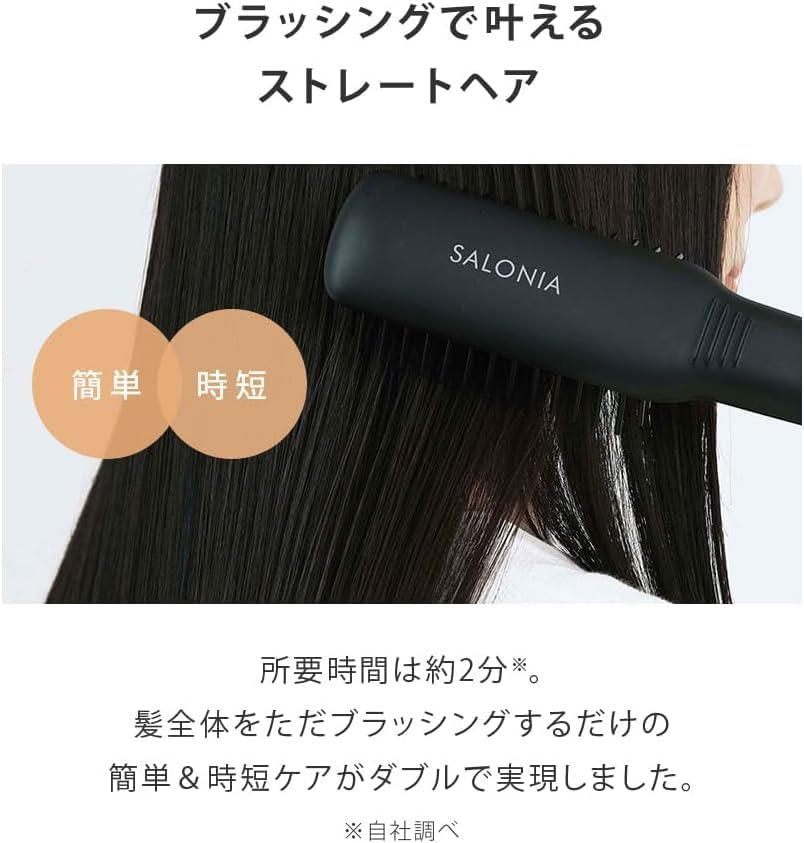SALONIA Straight Heat Brush Slim, Black, Overseas-Compatible