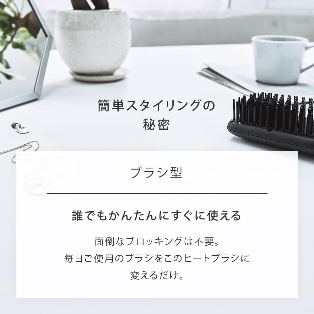 SALONIA Straight Heat Brush Slim, Black, Overseas-Compatible