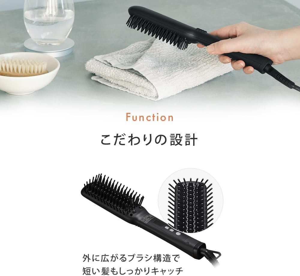 SALONIA Straight Heat Brush Slim, Black, Overseas-Compatible