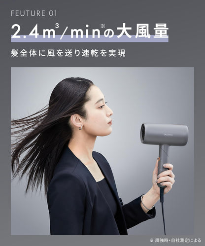 SALONIA Smooth Shine Hair Dryer High Airflow Lightweight Grey