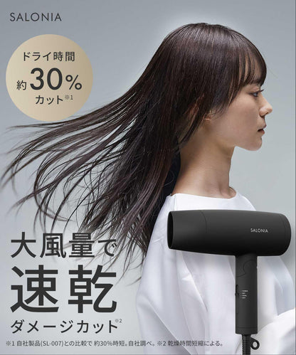 SALONIA Speedy Ion Hair Dryer Lightweight Fast Drying 1600W